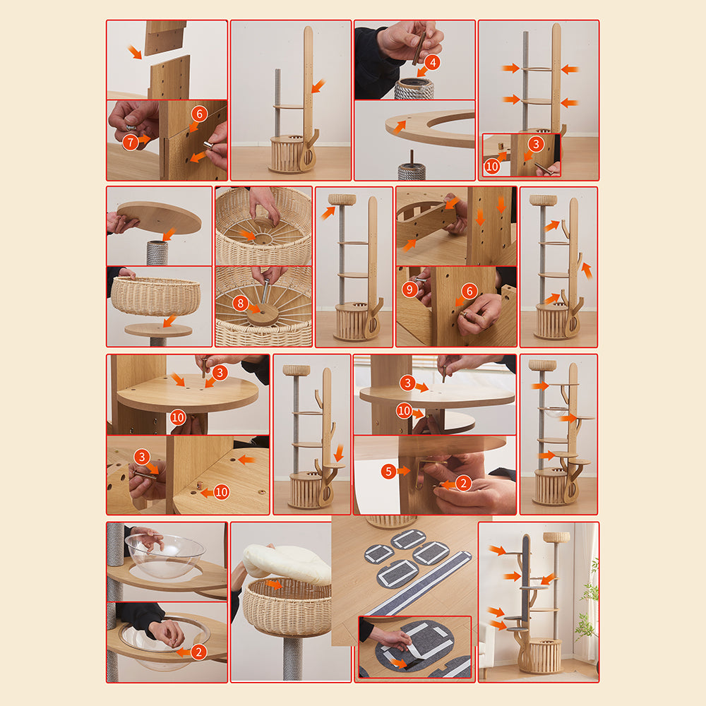 Multi-functional MDF cat tree, an elegant indoor decoration