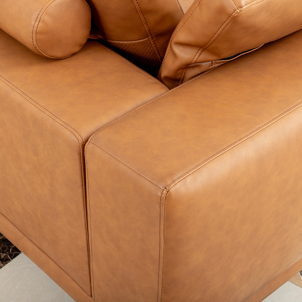 Eeeza Modern Deep-Seated Sofa, Two-seater, Faux Leather, Brown