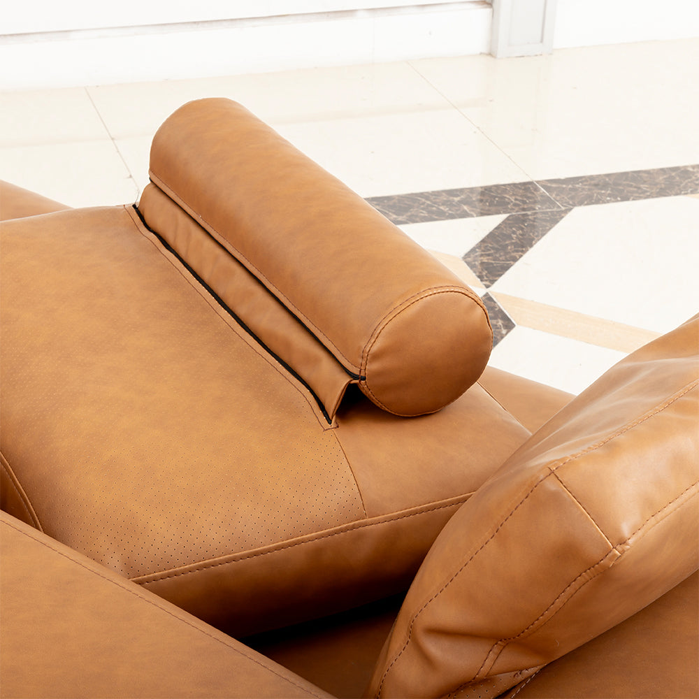 Eeeza Modern Deep-Seated Sofa, Two-seater, Faux Leather, Brown