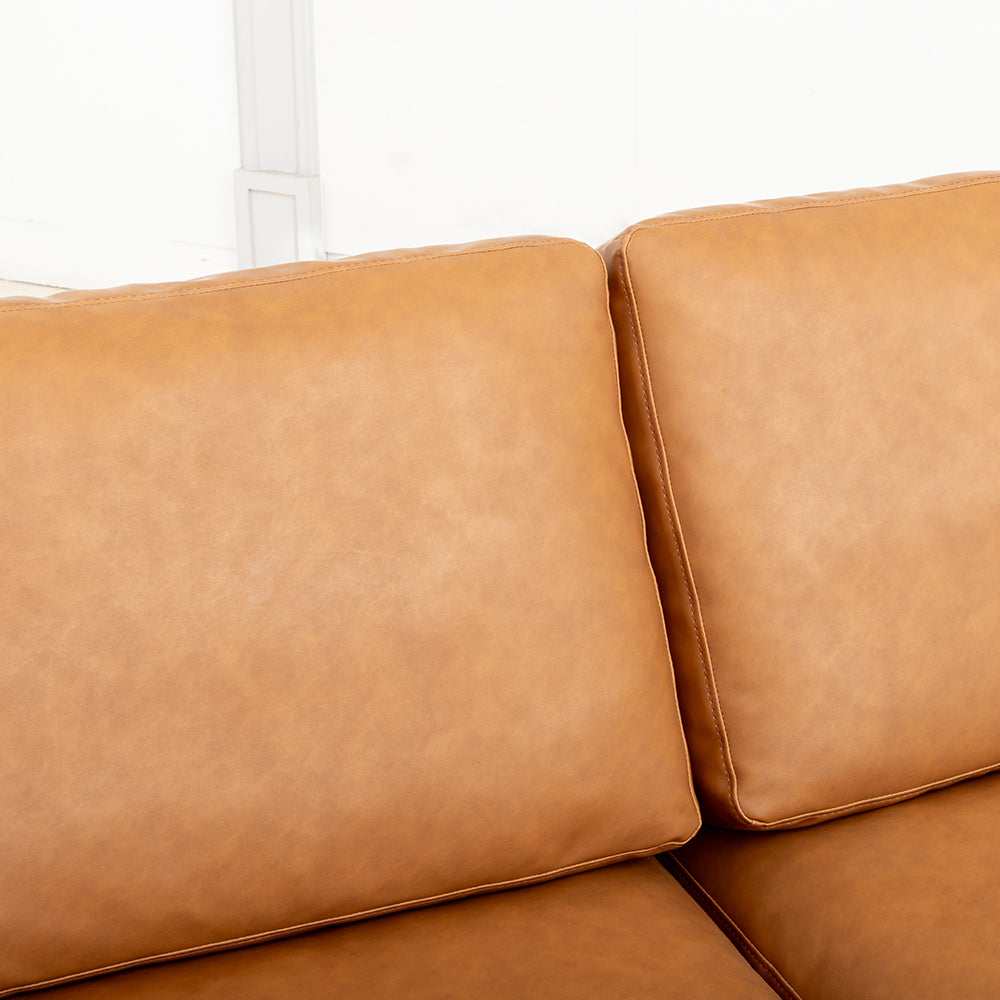 Eeeza Modern Deep-Seated Sofa, Two-seater, Faux Leather, Brown