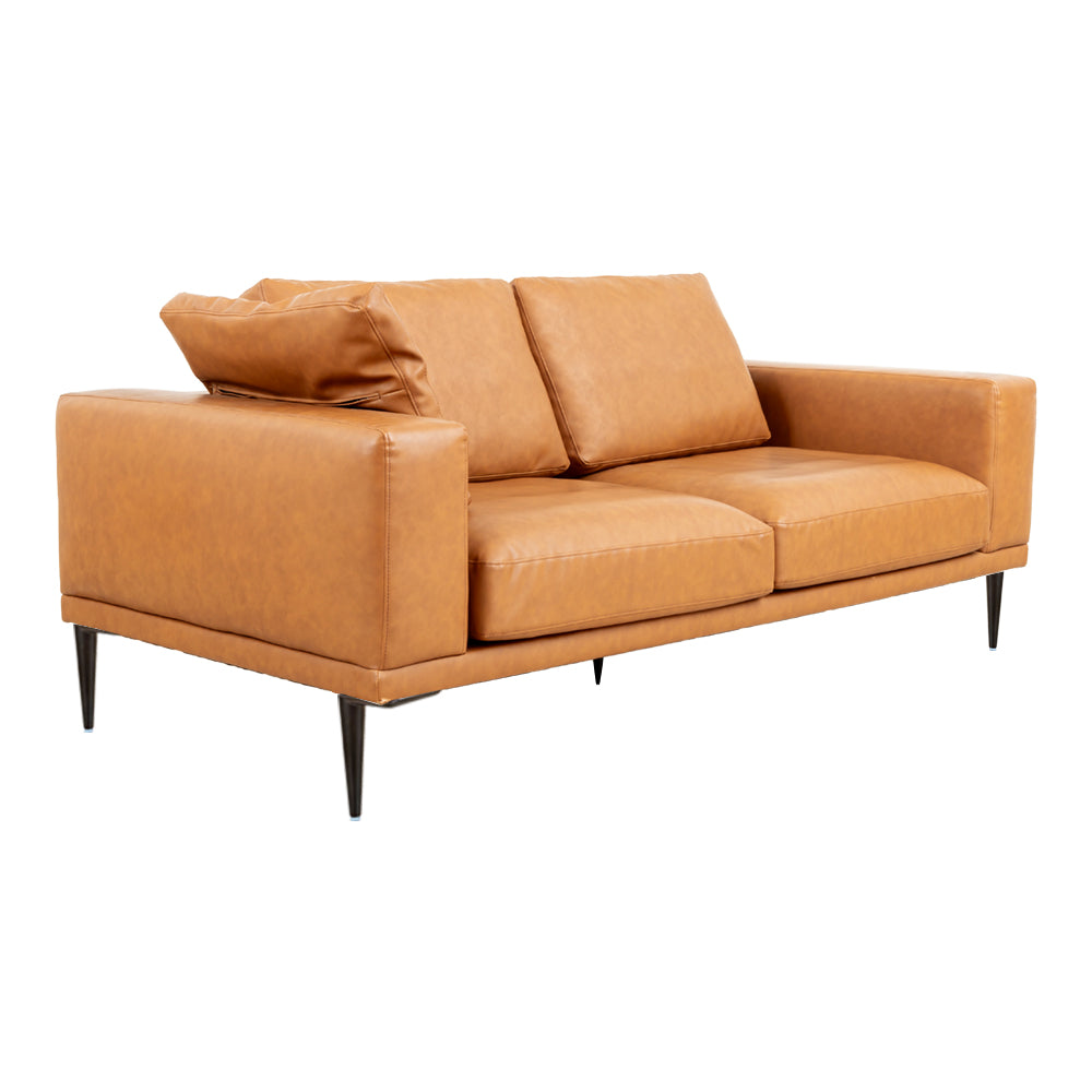 Eeeza Modern Deep-Seated Sofa, Two-seater, Faux Leather, Brown