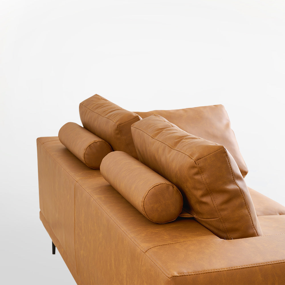 Eeeza Modern Deep-Seated Sofa, Two-seater, Faux Leather, Brown