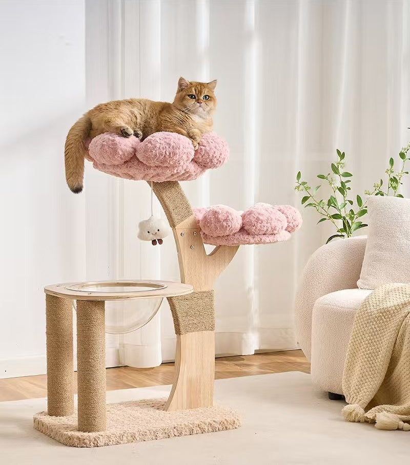 Cat Tree with Condo, Natural Sisal Cat Scratcher & Jumping Platform