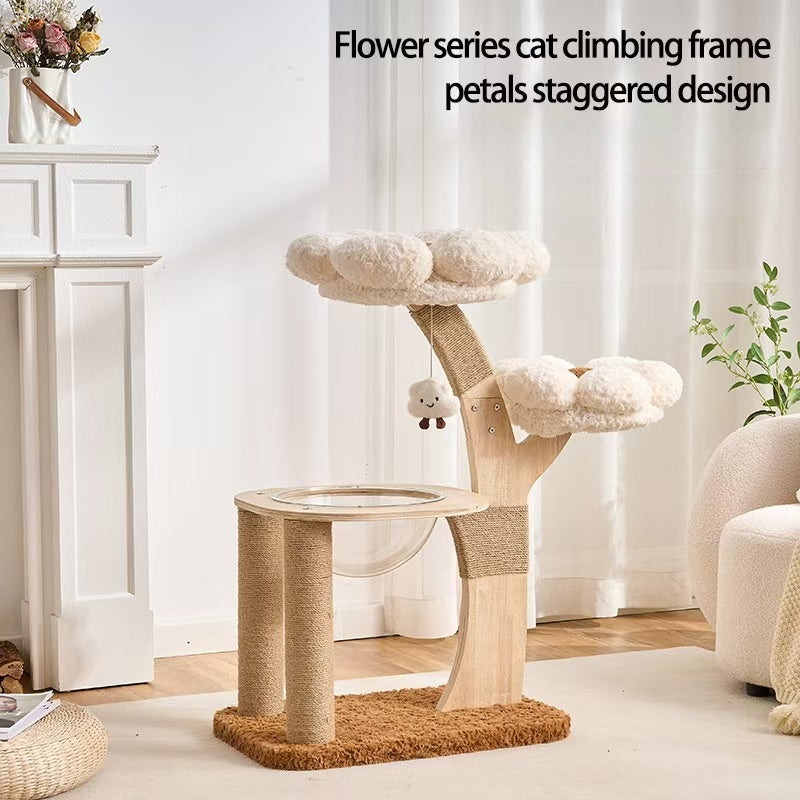 Cat Tree with Condo, Natural Sisal Cat Scratcher & Jumping Platform
