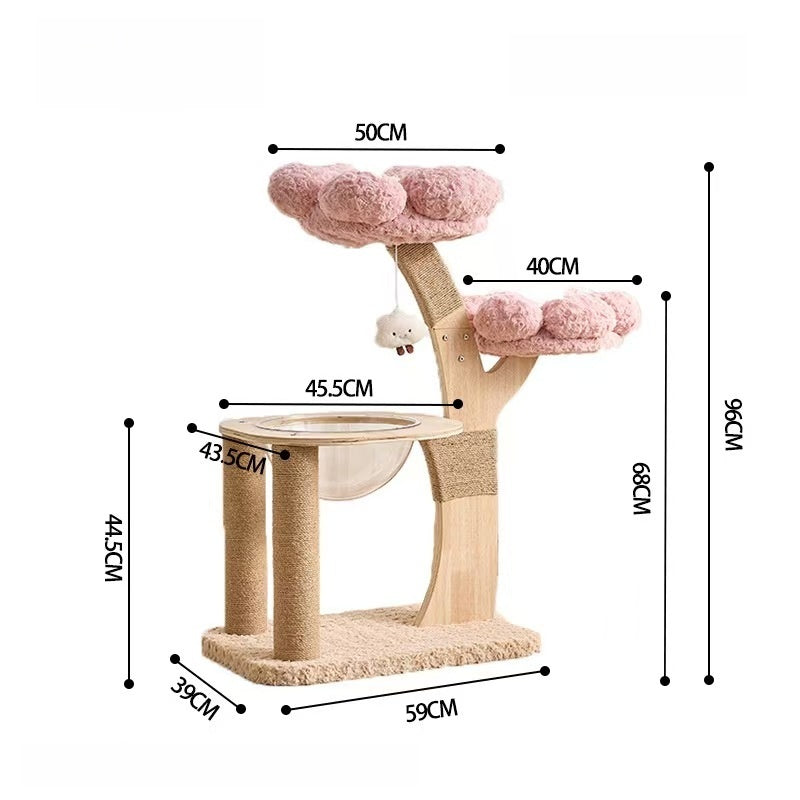 Cat Tree with Condo, Natural Sisal Cat Scratcher & Jumping Platform