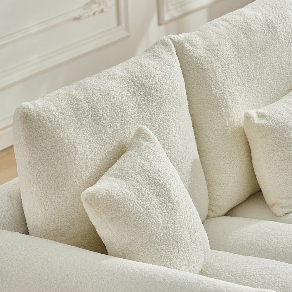 Eeeza Corner Sofa with USB Ports, Teddy Fabric, 3-seater, 92-inch