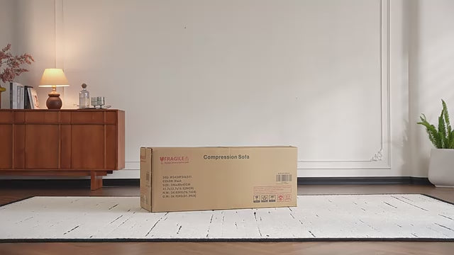Load video: Eeeza Foldable Corduroy Sofa Bed with 2 Cushions, 3-seater