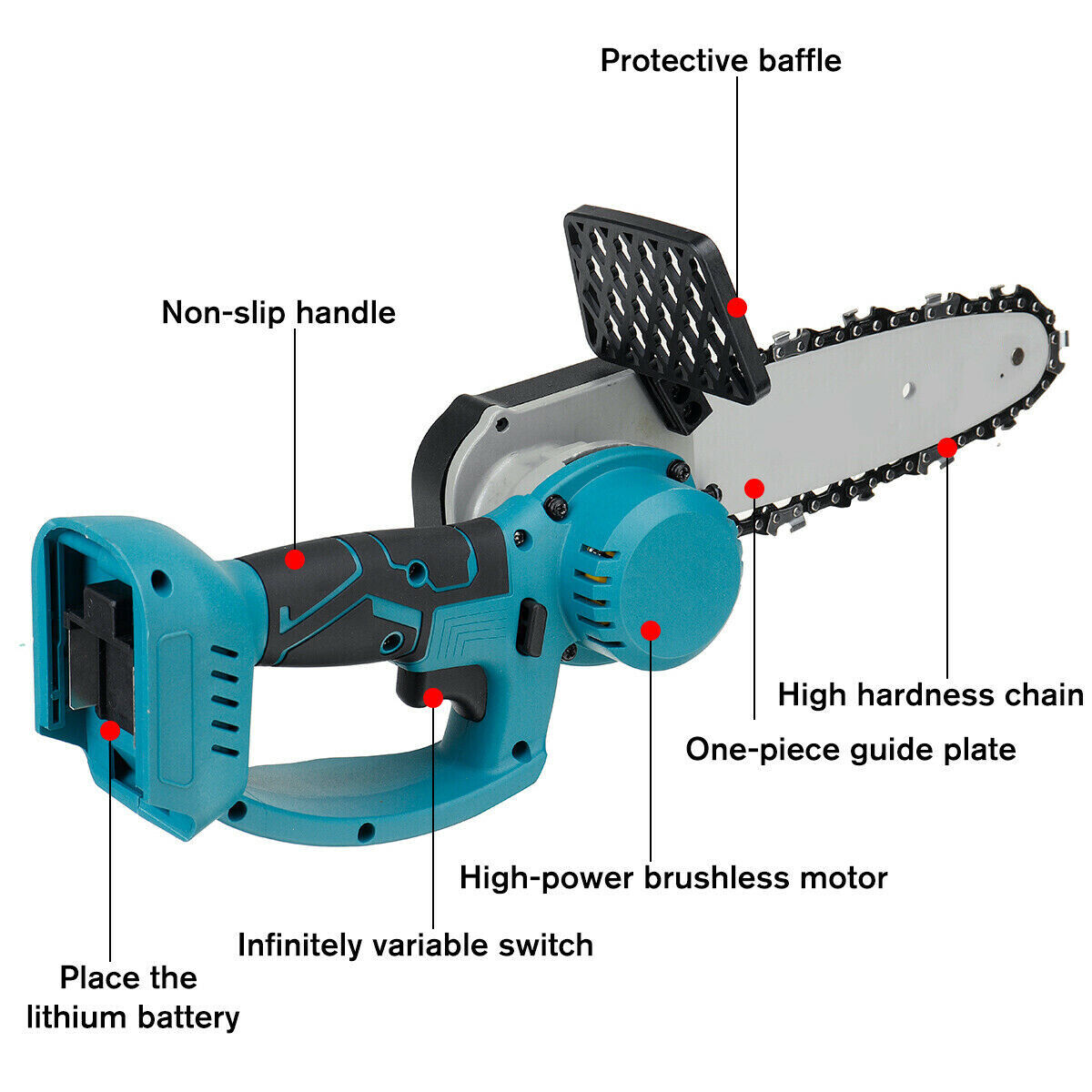 8" & 10" Electric Cordless Chainsaw with 2x Batteries